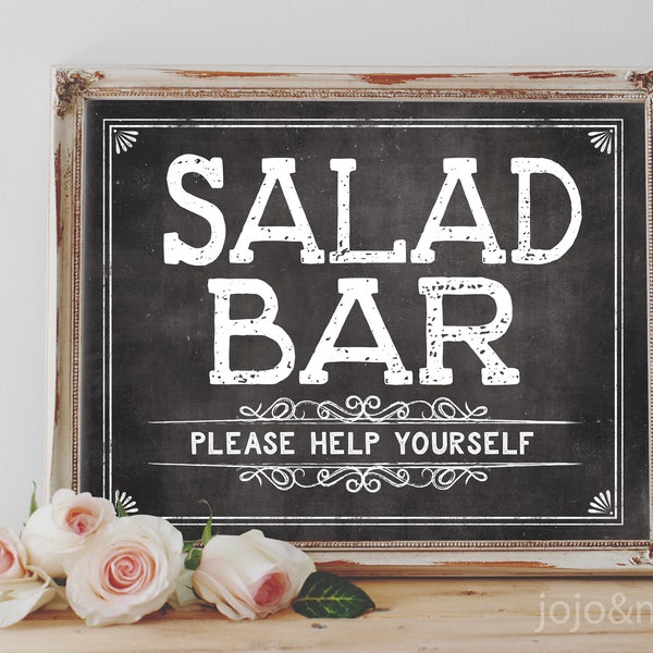Instant 'SALAD BAR' Please Help Yourself Printable Event Sign Salad Table Bar Party Printable Chalkboard Digital Sign Salad Bar