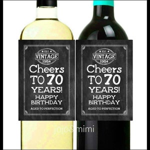ANY YEAR 'Cheers to Any Age Years' Happy Birthday Aged to Perfection Vintage Est. Any Year Printable Wine Label or Tag Birthday Party