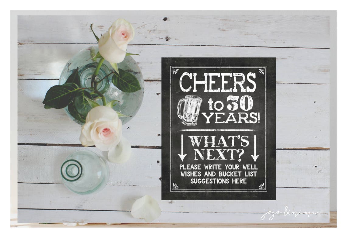 Instant 'CHEERS to 30 Years' Printable 8x10 11X14 - Etsy
