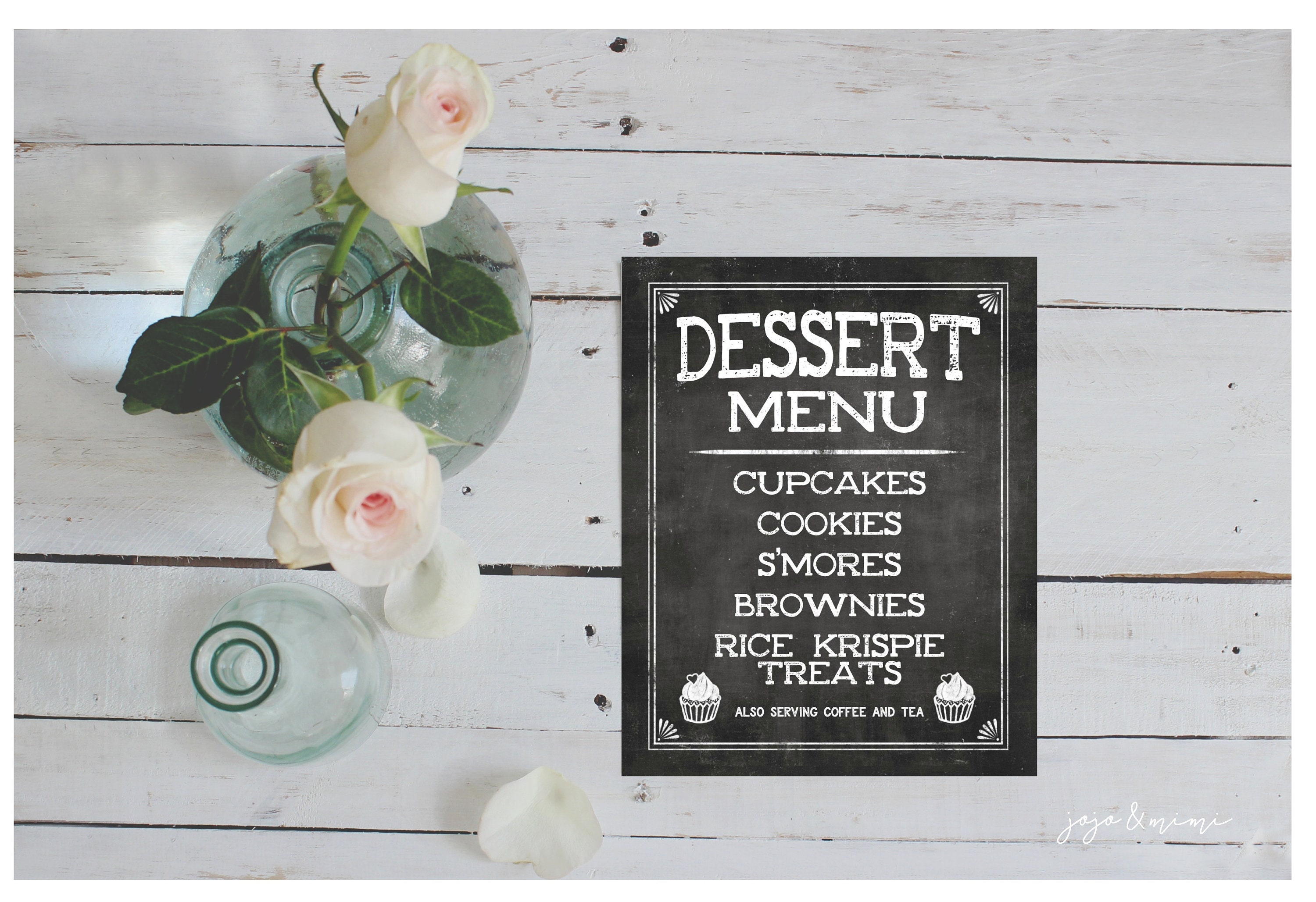 Custom 'DESSERT MENU' Printable Sign Chalkboard Printable Party Decor ...