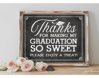 Instant 'THANKS for making my Graduation so Sweet Enjoy a Treat!' Printable Graduation Sign Chalkboard Sign Dessert Table Graduation Party