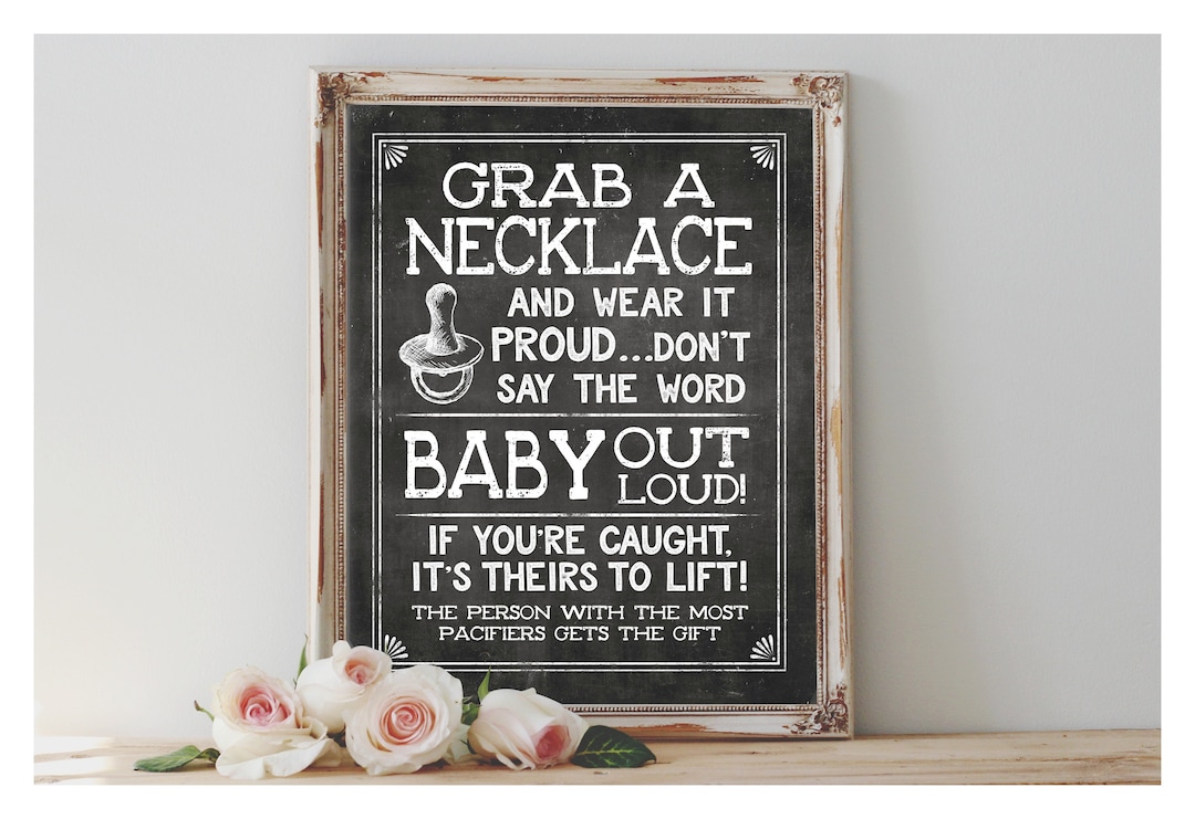 Instant 'DON'T SAY BABY' Baby Shower Printable Necklace Game Sign