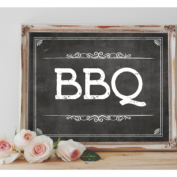 Instant 'BBQ' Printable Sign Chalkboard Printable Party Barbeque Event BBQ Printable Decor Size Options