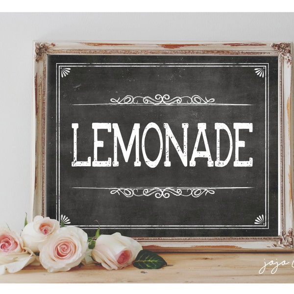 Instant 'LEMONADE' Printable Sign Chalkboard Printable Party Decor Drink Table Lemonade Stand Event Size Options