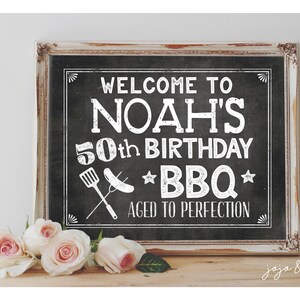 Personalisierte Willkommen Geburtstag BBQ Zeichen druckbare 8 x 10, 11 x 14 Geburtstagsfeier Zeichen Party druckbare Tafel Größenoptionen Jedes Alter