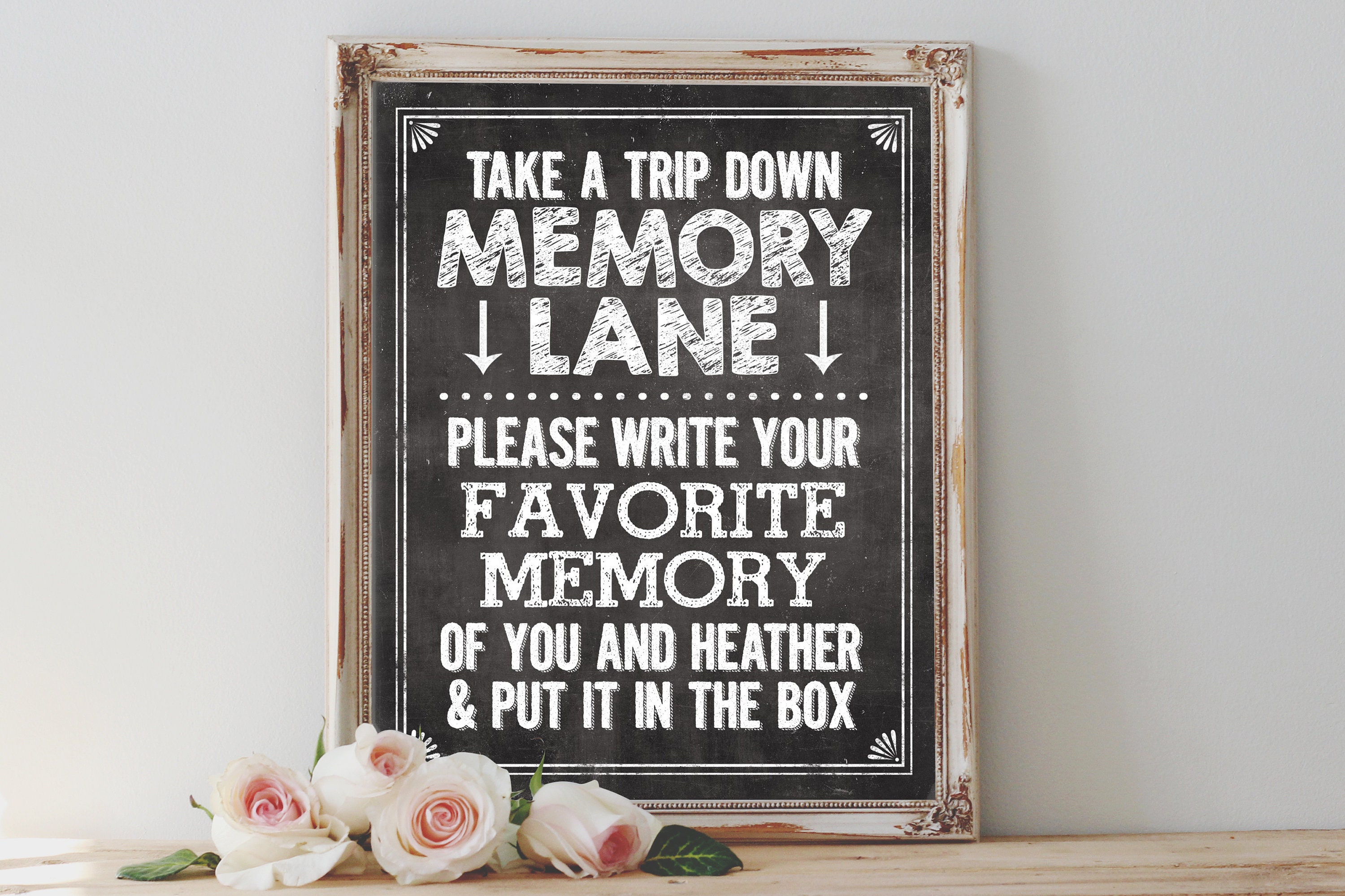 Personalized MEMORY LANE Printable Digital Chalkboard Leave Etsy