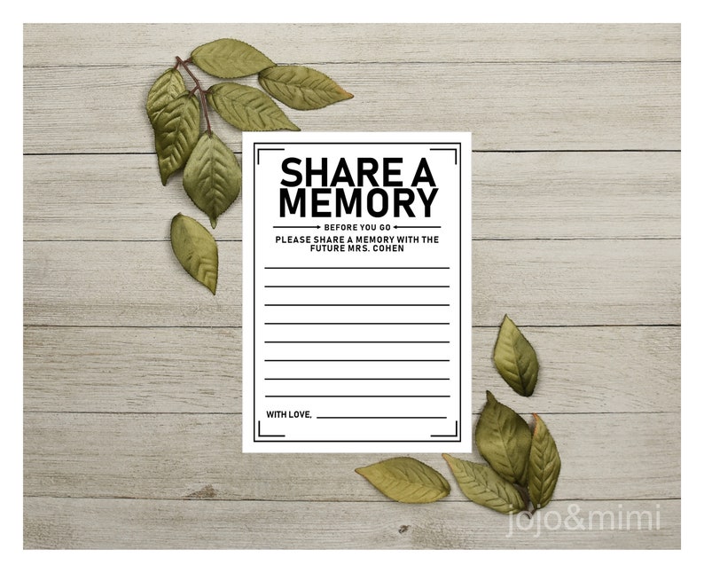 Personalized 'share A Memory' Printable Memory Card Etsy