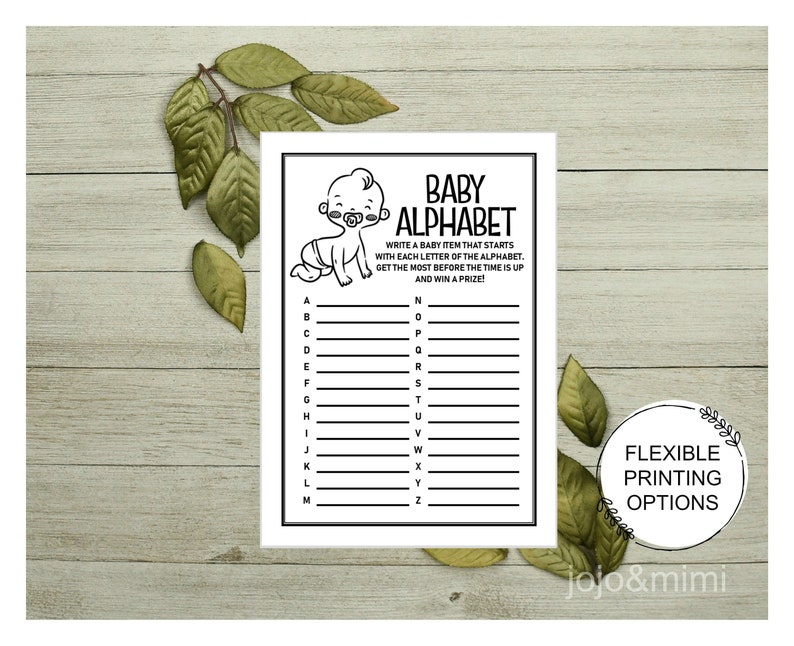 Instant BABY ALPHABET Printable Baby Shower Game Alphabet Baby | Etsy