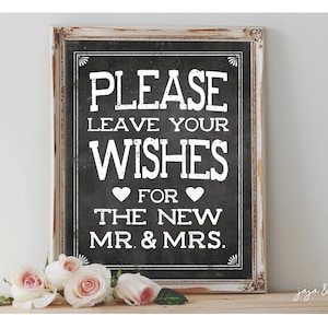 Instant &#39;Please leave your Wishes for the New Mr. and Mrs.&#39; Printable 8x10, 11x14 Sign Wedding Party Printable Wish Tree Chalkboard