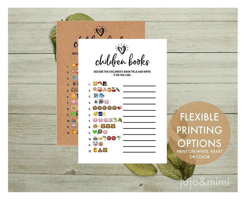 Children Books Printable Baby Shower Game Guess The Baby Book Etsy