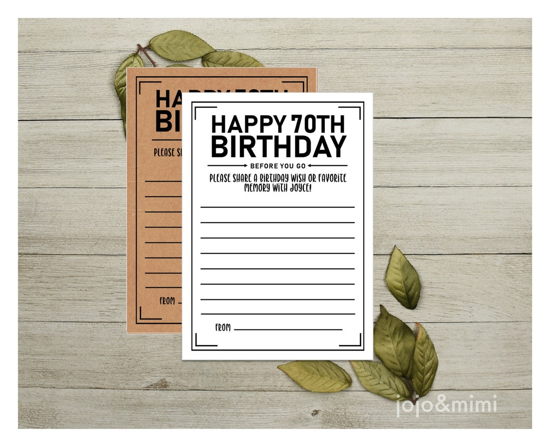 Personalized 'happy 70th Birthday' Printable Birthday Wish or Favorite ...