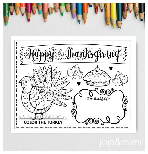 THANKSGIVING Printable Placemat Activity Fall Coloring Page