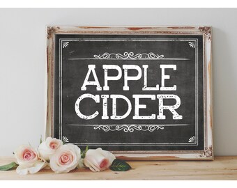 Instant 'APPLE CIDER' Printable Sign Chalkboard Printable Cider Donut Table Sign Fall Event Sign Hot Apple Cider