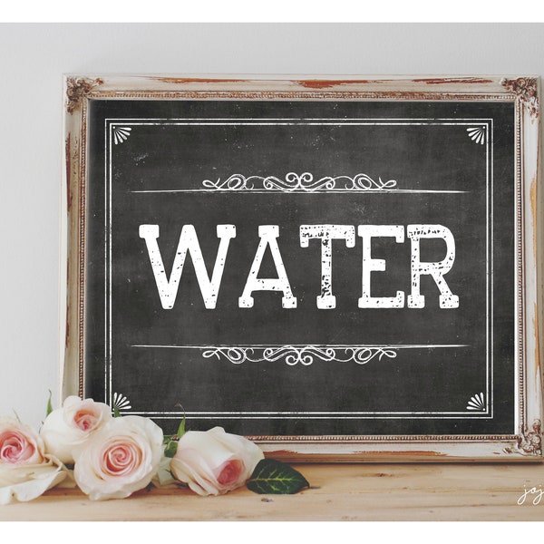 Instant 'WATER' Printable Sign Chalkboard Printable Party Decor Drink Table Bridal Shower or Event Size Options