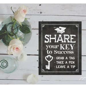 Instant 'share Your Key to Success' Printable Graduation Party Decor Chalkboard Sign Graduation ...