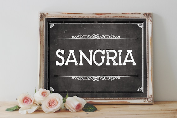 Instant 'SANGRIA' Printable Sign Chalkboard Printable | Etsy