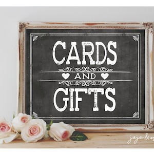 Instant &#39;CARDS AND GIFTS&#39; Printable Event Sign Wedding Baby Shower Party Printable Chalkboard Size Options