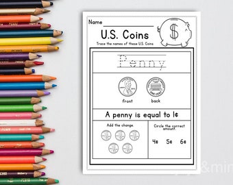 Money Intro to U.S Coins Printable Learning Resource Coin Worksheets Counting Coins Learning U.S Coin Homeschool Teaching Worksheets