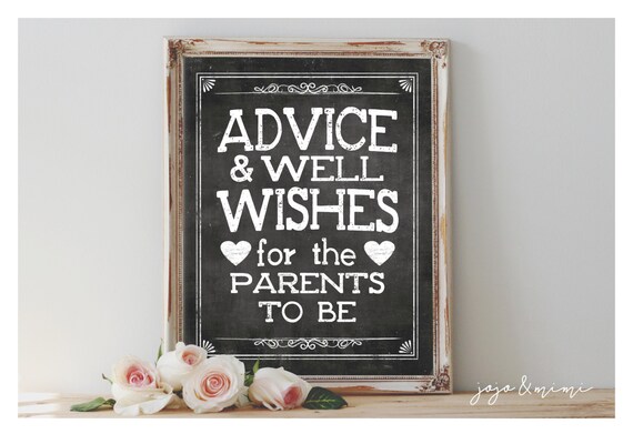 Instant 'Advice and Well Wishes for the Parents to be' Printable 8x10, 11x14 Event Sign Baby Shower Party Printable Chalkboard