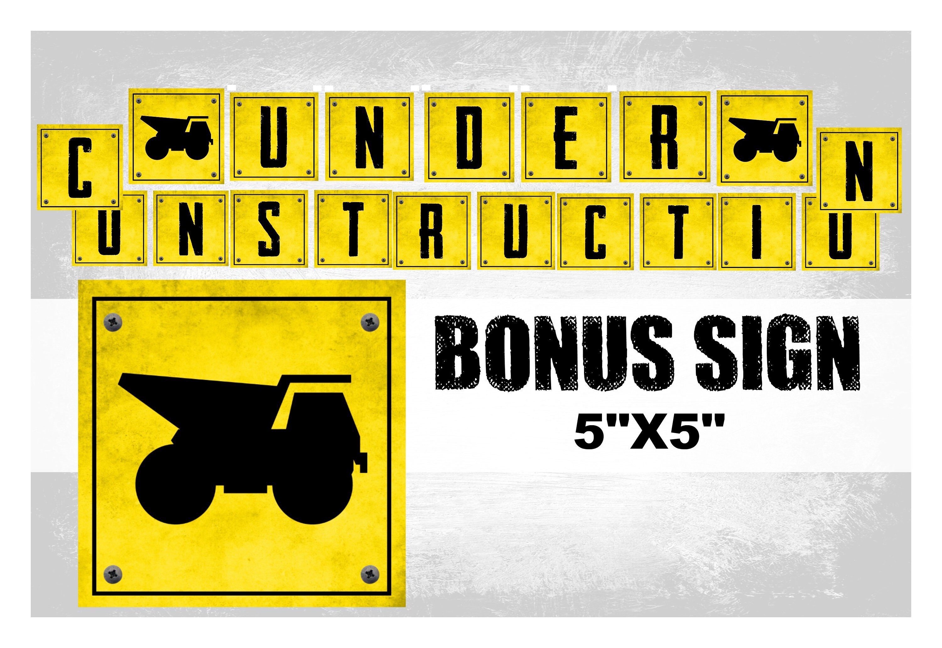 Construction Part Signs Instant MEGA CONSTRUCTION Party Signs Construction Zone Printable ...