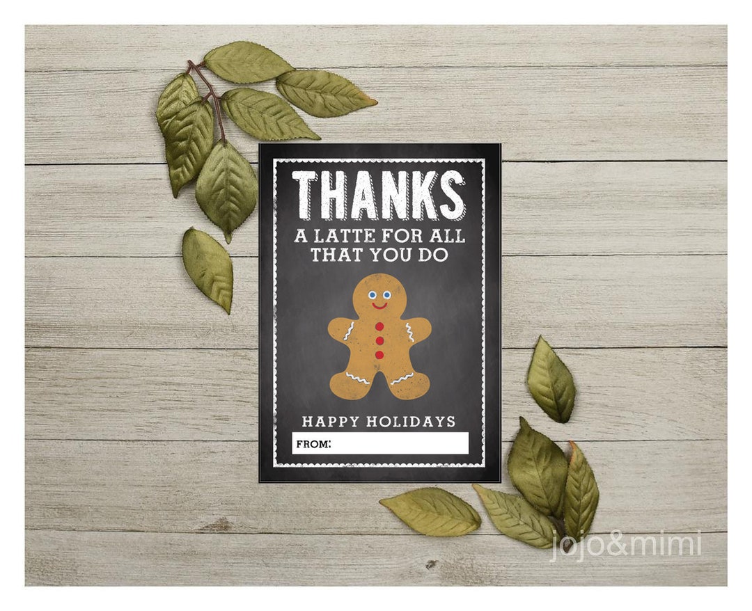 Instant THANKS a Latte for All That You Do Printable Holiday Card ...