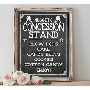 Custom &#39;CONCESSION STAND&#39; Printable Sign Chalkboard Printable Party Decor Sports Theme Hockey Party Printable Menu Decoration