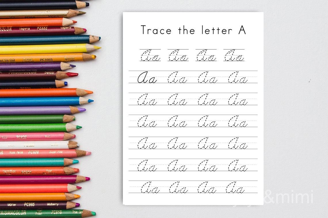 Cursive Writing Practice Worksheet Alphabet A - Z Printable Script ...