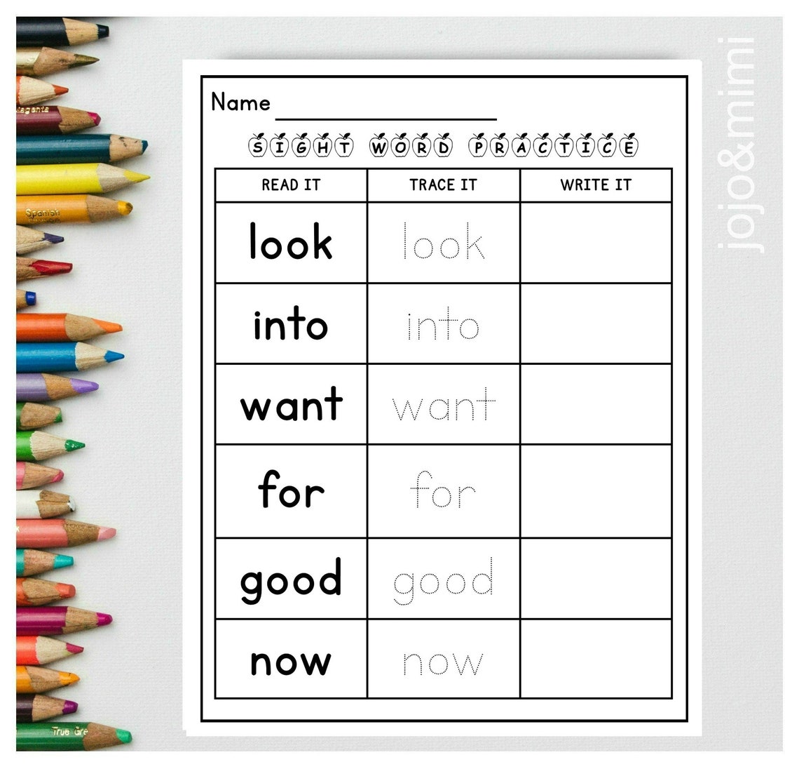 Sight Word Worksheets Printable Sight Word Practice Learn to - Etsy