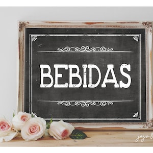 Instant &#39;BEBIDAS&#39; Printable Sign Chalkboard Printable Party Mexican Fiesta Event Decor Size Options