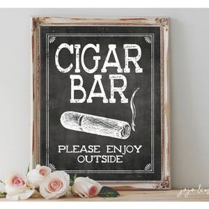 Instant 'SIGAR BAR Please Enjoy Outside' afdrukbare 8 x 10 of 11 x 14 bruiloft of evenement partij afdrukbare schoolbord bar open bord