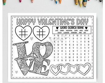 Poster da colorare stampabile di grandi dimensioni di San Valentino (download digitale) per feste in classe di San Valentino, giochi di San Valentino, attività di San Valentino - Italia