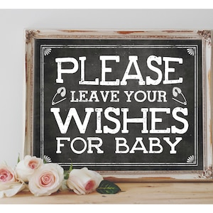 "Sofortiges ""Bitte verlassen WISHES FÜR BABY"" druckbares Ereignisschild Babyparty-Wunschglas-Wünsche für Baby-Kreidetafel-Größenoptionen."