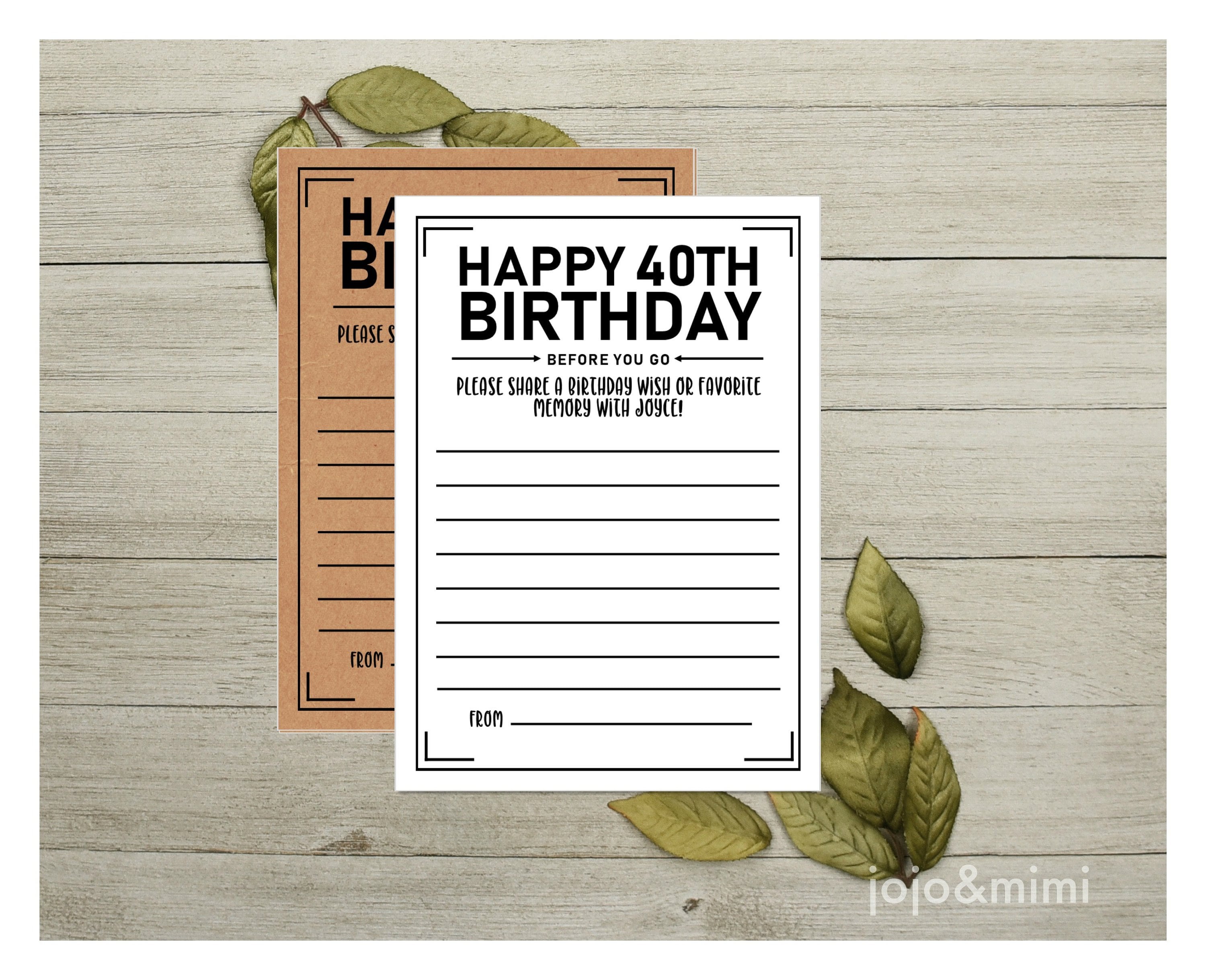 Personalized 'happy 40th Birthday' Printable Birthday - Etsy