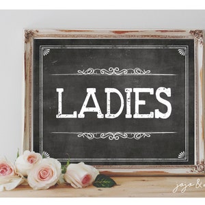 Instant LADIES AND GENTS Printable 8x10 Wedding or Event Party Printable Rustic Chalkboard Sign