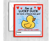 Instant VALENTINE CARD Rubber Duck Printable Valentine Classroom Exchange Preschool Valentine Digital File Instant Download