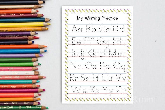 handwriting a z and 123 practice worksheets printable alphabet etsy
