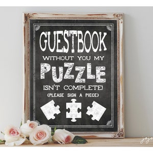 Instant 'GUESTBOOK Without You My Puzzle isn't complete Please Sign a Piece' Printable 8x10, 11x14 Graduation Guestbook Bon Voyage