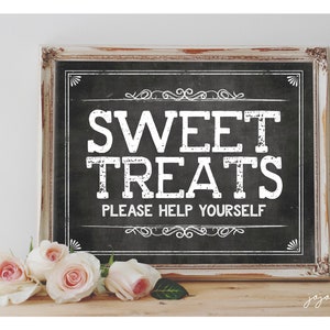 Instant 'SWEET TREATS please help yourself' Printable 8x10, 11x14 Sign Chalkboard Printable Party Decor Dessert Candy Cake Table Sign