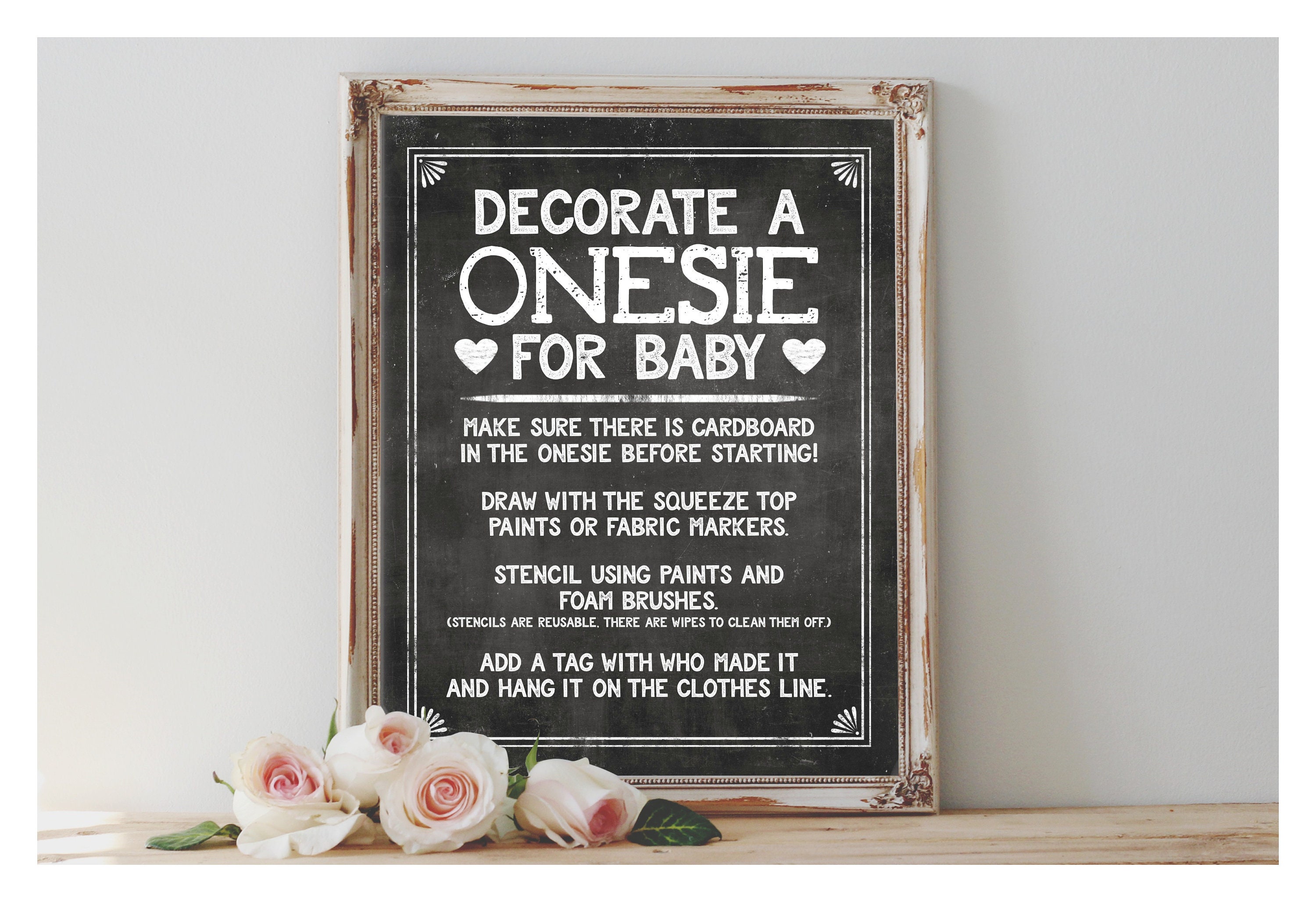 Instant 'decorate a ONESIE for Baby' Printable 8x10, 11x14 Sign Baby