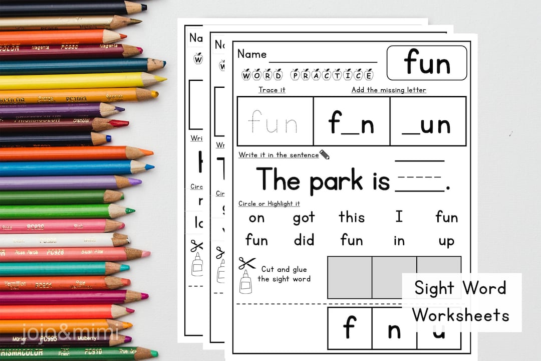 Sight Word Worksheets Printable Sight Word Practice Learn to Read Sight ...