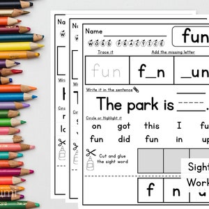 Sight Word Worksheets Printable Sight Word Practice Learn to Read Sight Words Writing Practice Home School Worksheet