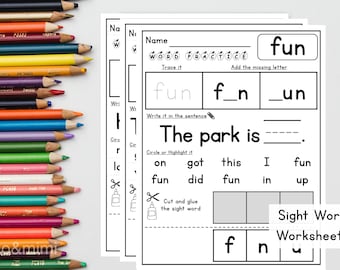 Sight Word Worksheets Printable Sight Word Practice Learn to Read Sight Words Writing Practice Home School Worksheet
