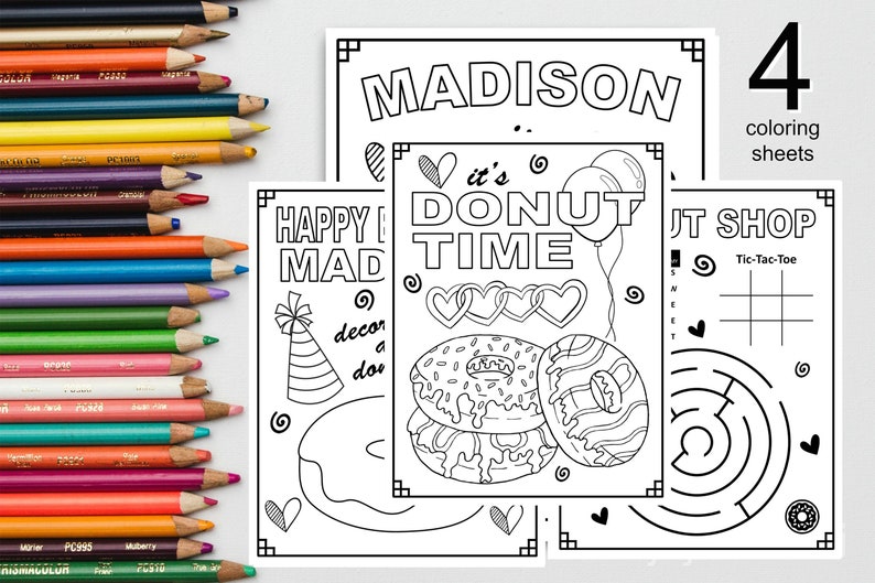 Personalized DONUT HAPPY BIRTHDAY Printable Coloring Pages | Etsy