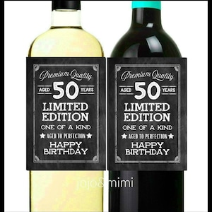 INSTANT &#39;AGED 50 YEARS&#39; Limited Edition Aged to Perfection Happy Birthday Printable Wine Label or Tag Milestone Birthday Gift