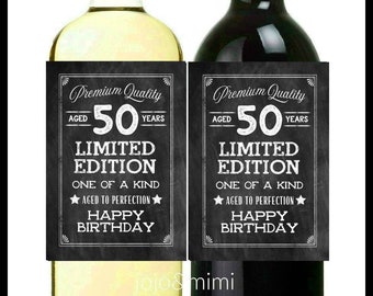 INSTANT 'AGED 50 YEARS' Limited Edition Aged to Perfection Happy Birthday Printable Wine Label or Tag Milestone Birthday Gift