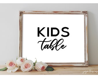 Instant 'KIDS TABLE' Printable Kids Sign Wedding or Event Table Sign Kids Activity Table Printable Wedding Sign Reserved for Kids Digital