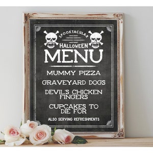 Letrero personalizado 'Menú de Halloween espeluznante' para imprimir en pizarra Menú para fiesta de Halloween para boda o evento imprimible