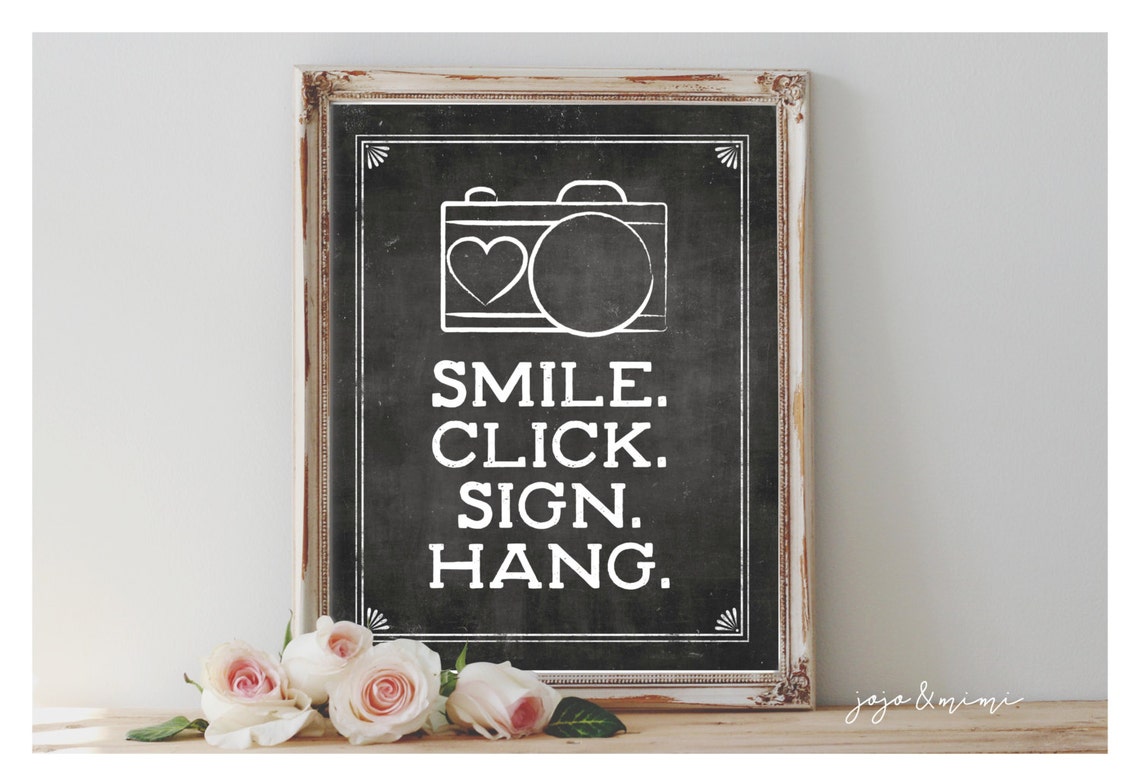 INSTANT 'smile. Click. Sign. Hang.' Printable Photo Guestbook ...