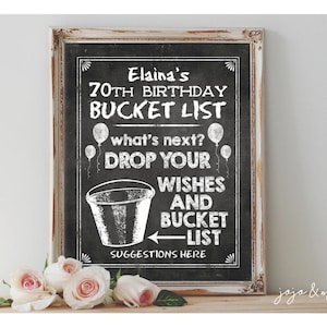 Personalisierte Geburtstag Bucket List Druckbare Geburtstagsfeier Tafel Wünsche und Vorschläge Schild Größenoptionen Jedes Alter