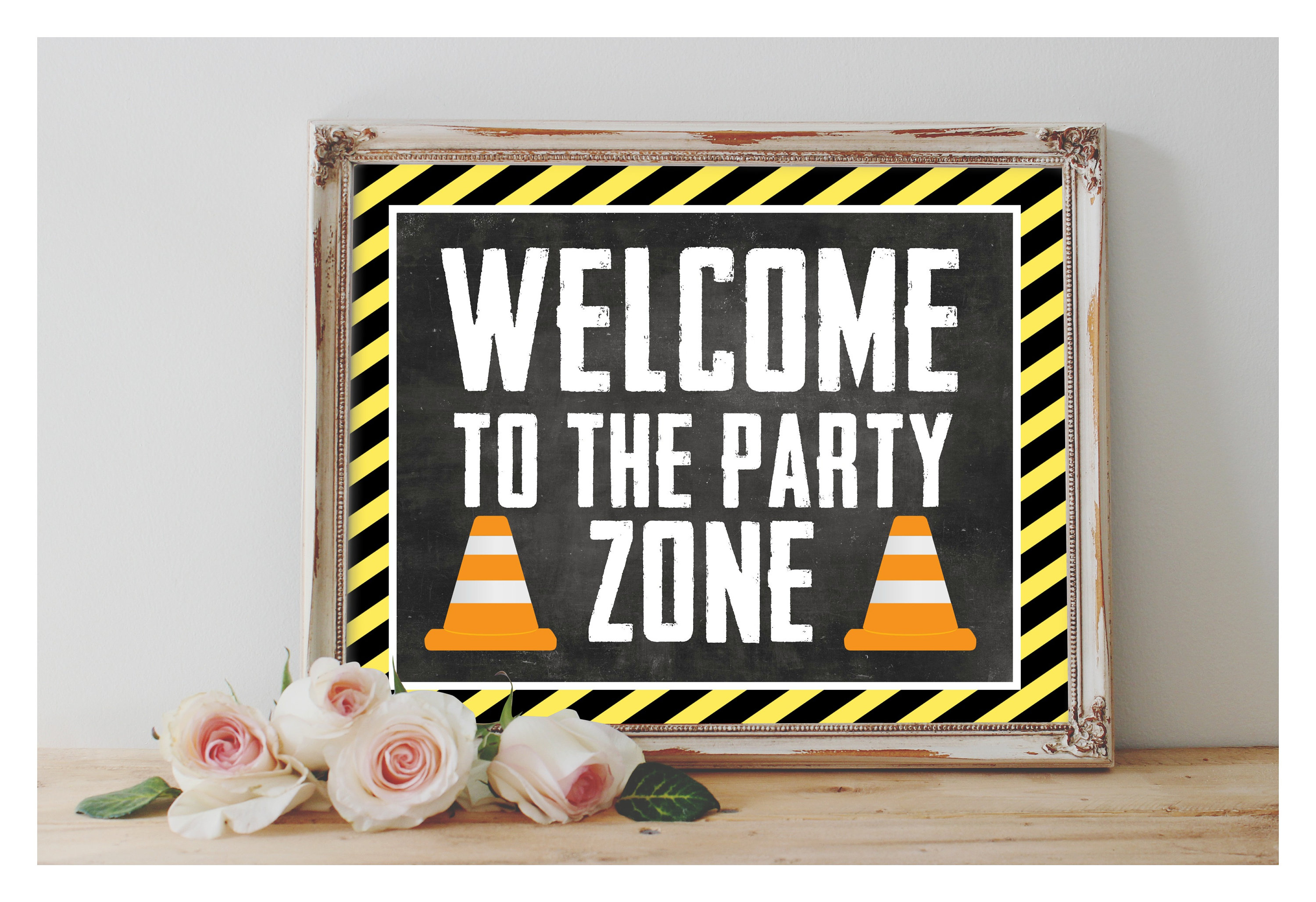 CONSTRUCTION Welcome to the Party Zone Printable Party Sign Instant Download Construction Birthday Party Boy Birthday Welcome Sign